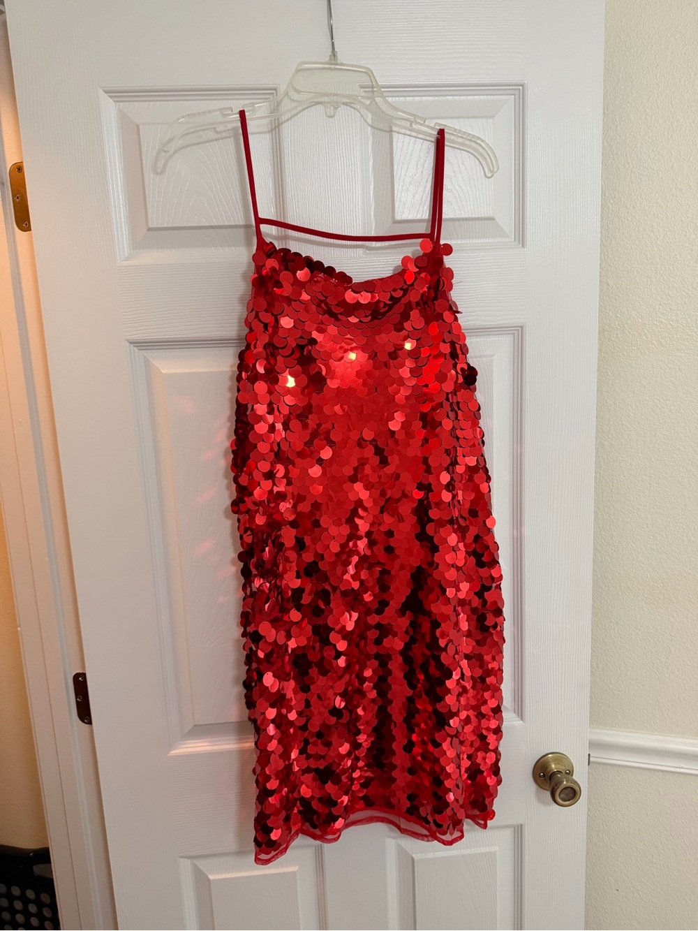 Topshop Red Sequin Spaghetti Strap Dress